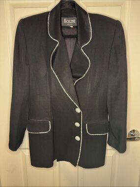 SOLINI Black Blazer with Rhinestone Trim